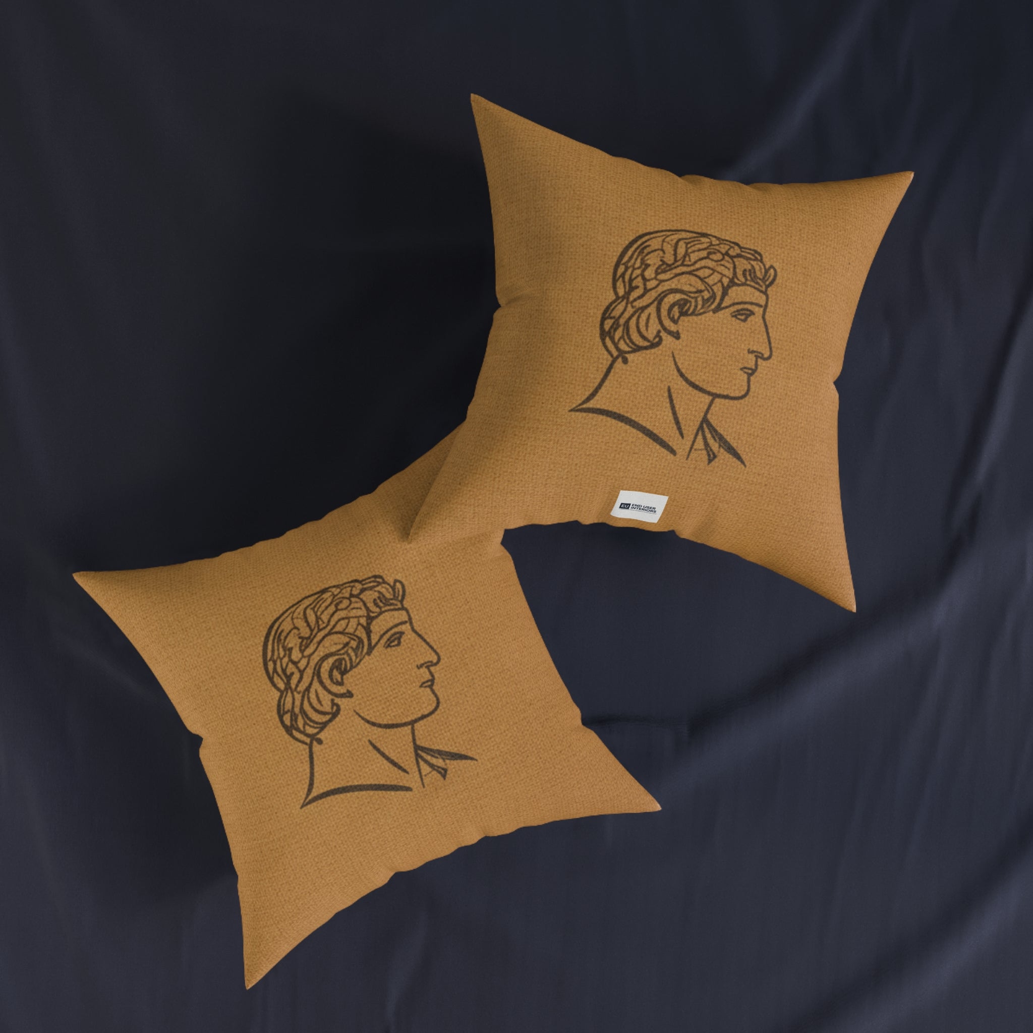 END USER INTERIORS PROTO-VANITY Classical Bust Square Pillow – Ancient Greek Profile Decorative Throw Pillow