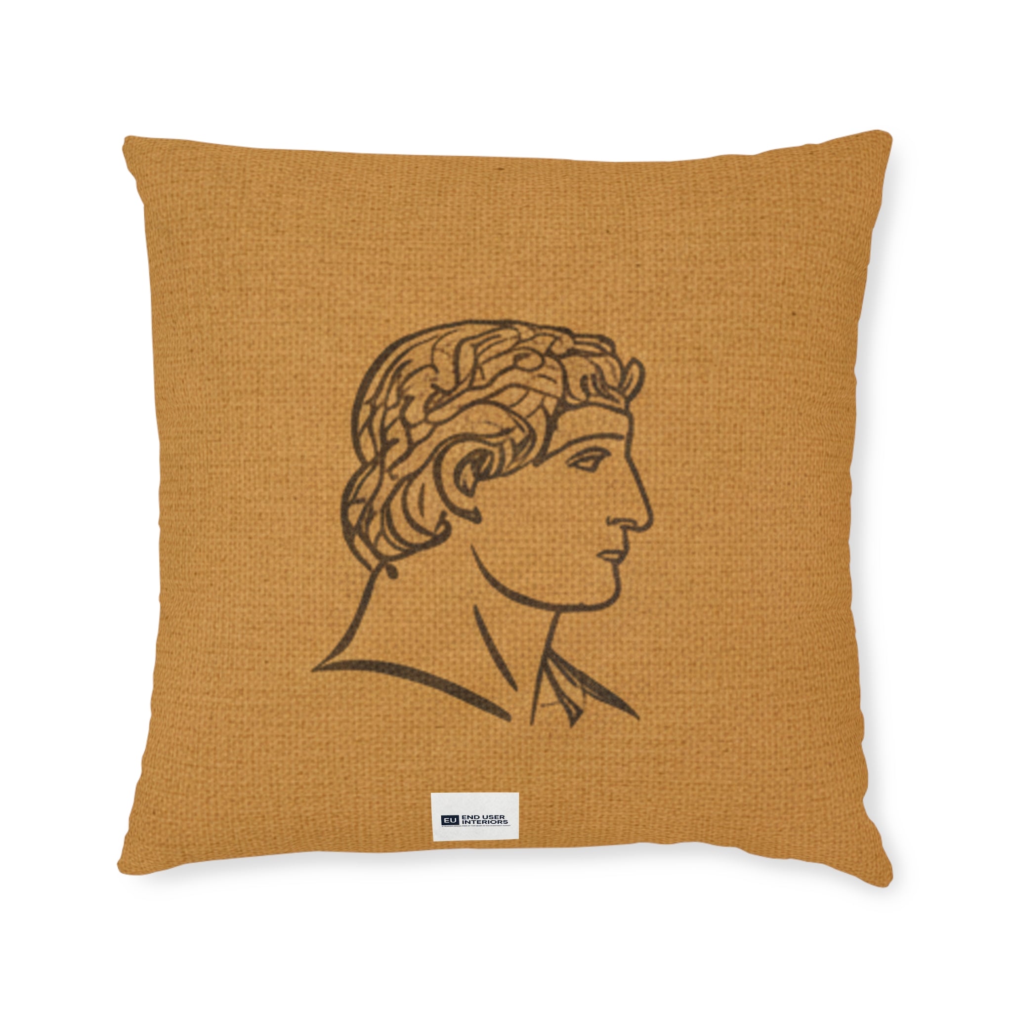 END USER INTERIORS PROTO-VANITY Classical Bust Square Pillow – Ancient Greek Profile Decorative Throw Pillow