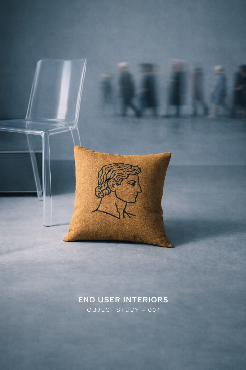 END USER INTERIORS PROTO-VANITY Classical Bust Square Pillow – Ancient Greek Profile Decorative Throw Pillow